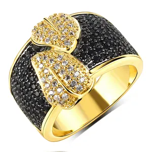 Groothandel modieuze leaf cz ring sieraden vergulde ringen voor vrouwen