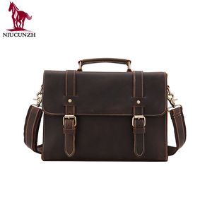 <span class=keywords><strong>Amazon</strong></span> Venta caliente fábrica de Guangzhou Laptop Messenger bolso duro Caballo loco de agregado Real <span class=keywords><strong>Hombre</strong></span> maletín de cuero - Product Image 1