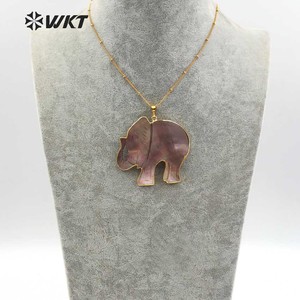 WT-JN029 Trendy Design Lucky <strong>Elephant</strong> Shape Pendant <strong>Necklace</strong> Natural Black Shell and White Shell Pendant <strong>Necklace</strong> - Product Image 5
