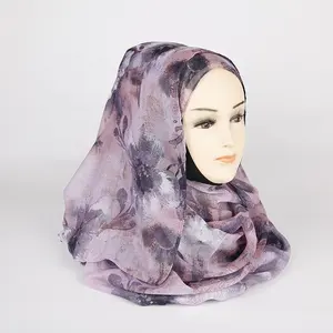 畅销伊朗头巾穆斯林花卉印花聚酯头巾为马来西亚女性