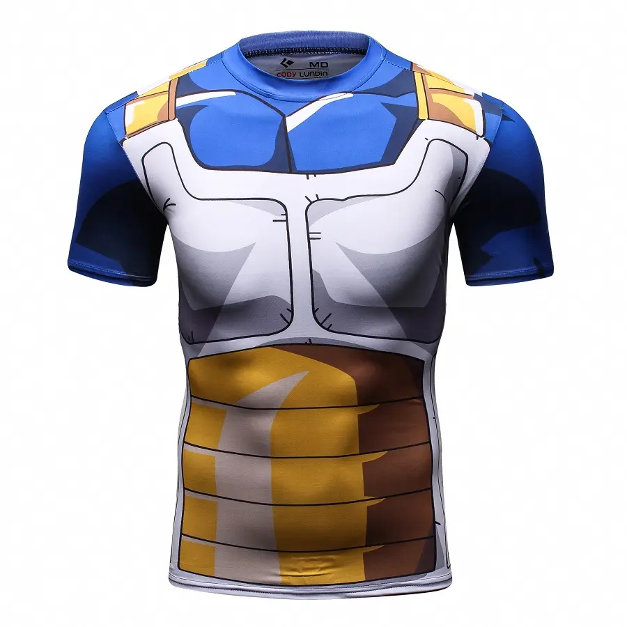 Groothandel Anime Gym Kleding Snel Droog Vegeta Goku 3D Gedrukte T-shirt Mannen