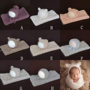 Angora recién <span class=keywords><strong>nacido</strong></span> cepillado Stretch de punto de ganchillo recién <span class=keywords><strong>nacido</strong></span> bebé fotografía apoyos de fotografía de Swaddle Manta - Product Image 2