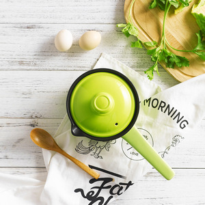 Bán Buôn New Đầy Màu Sắc Cổ Phiếu <span class=keywords><strong>Gốm</strong></span> <span class=keywords><strong>Chậu</strong></span> Không Dính Nhà Bếp Đồ Nấu Nướng Bé Hỗ Trợ Thực Phẩm Súp Nồi Nắp Nhà Sử Dụng Gas Sữa Pan - Product Image 2