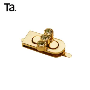 Wholesale handbag accessory rhinestone decorative lock Zinc alloy lady's handbag button lock Luggage hardware accessories