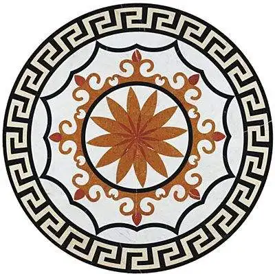 Популярный круглый цветочный мозаичный мраморный камень, водоструйный медальон, узор, инкрустация для дизайна пола, мраморный медальон Денвер