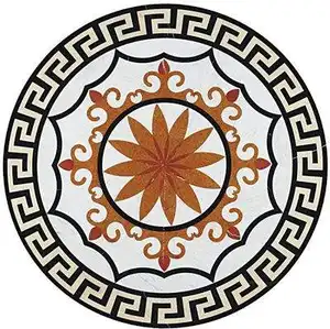 Pedra de mármore mosaico de flor redonda, popular, padrão medalhão de água para design de piso, mármore medalhão denver