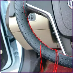 Housse de <span class=keywords><strong>volant</strong></span> de voiture, en cuir, avec aiguille et filetage, pour bricolage - Product Image 1