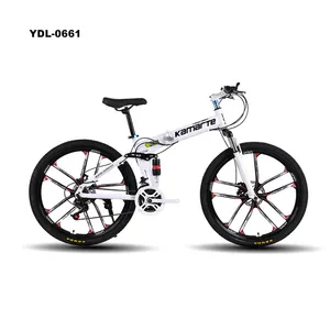 Produsen Grosir 21Speed Carbon Rangka Baja Lipat Sepeda Gunung Double Shock Absorber Sepeda Lipat Satu Putaran L Sepeda 26