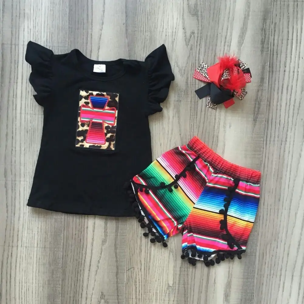 Boutique alla moda vestiti dei bambini del commercio all'ingrosso croce di disegno di abbigliamento per bambini delle ragazze degli insiemi