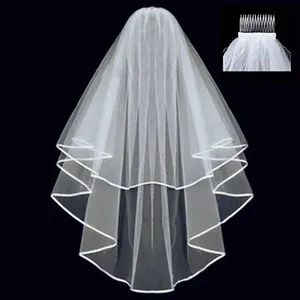 Veli <span class=keywords><strong>da</strong></span> <span class=keywords><strong>sposa</strong></span> in Tulle <span class=keywords><strong>corto</strong></span> semplice a due strati con pettine <span class=keywords><strong>velo</strong></span> <span class=keywords><strong>da</strong></span> <span class=keywords><strong>sposa</strong></span> bianco avorio per la <span class=keywords><strong>sposa</strong></span> per accessori <span class=keywords><strong>da</strong></span> <span class=keywords><strong>sposa</strong></span> matrimonio - Product Image 1