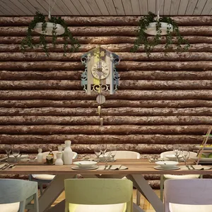 Papier peint en PVC 3d motif bois, tapisserie au style moderne brun foncé pour décoration intérieure
