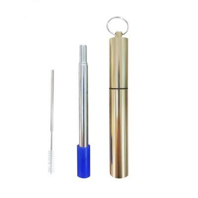telescopic straw set with gold case