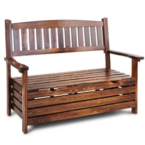 Outdoor Garden Bench With Backrest Patio Storage Wooden Storage Bench Deck Box Loveseat Furniture All Weather Cabinet Seat