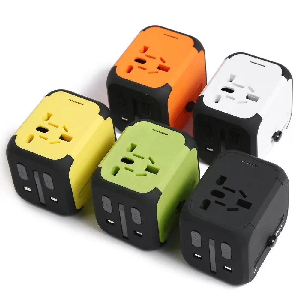 Adaptador universal de tomada 2 adaptador, adaptador de viagem com plug usb au us uk eu