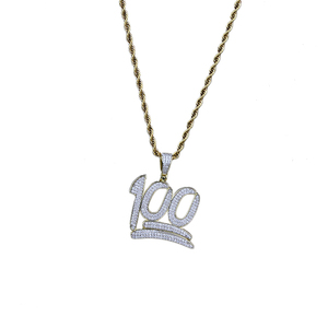 Cz Micro Pave <span class=keywords><strong>100</strong></span> puntuación oro Hip Hop colgante de bronce - Product Image 1