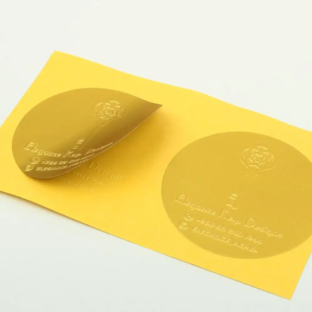 Direto Da fábrica Preço Moldagem Em Relevo Marca Logotipo Personalizado 3D Autoadesivo Glossy Papel Dourado Impresso Adesivos