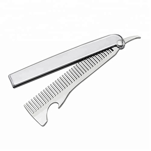 Pettine per <span class=keywords><strong>Barba</strong></span> <span class=keywords><strong>e</strong></span> Baffi con Denti in Metallo, Pettine Tascabile Pieghevole da Uomo - Product Image 2
