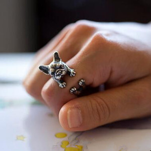 Anillo con diseño de perro <span class=keywords><strong>Bulldog</strong></span> francés Unisex, joyería, barato, fabricante - Product Image 4