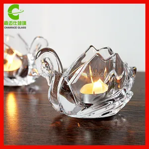 Muestra disponible cisne diseño titular de vela de cristal Transparente (whatsapp: + 86 18952282668)