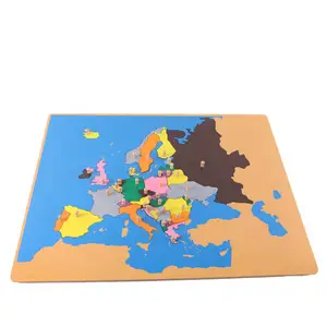 Wholesale school supplies kids wooden early learning toys Puzzle Map of Europe