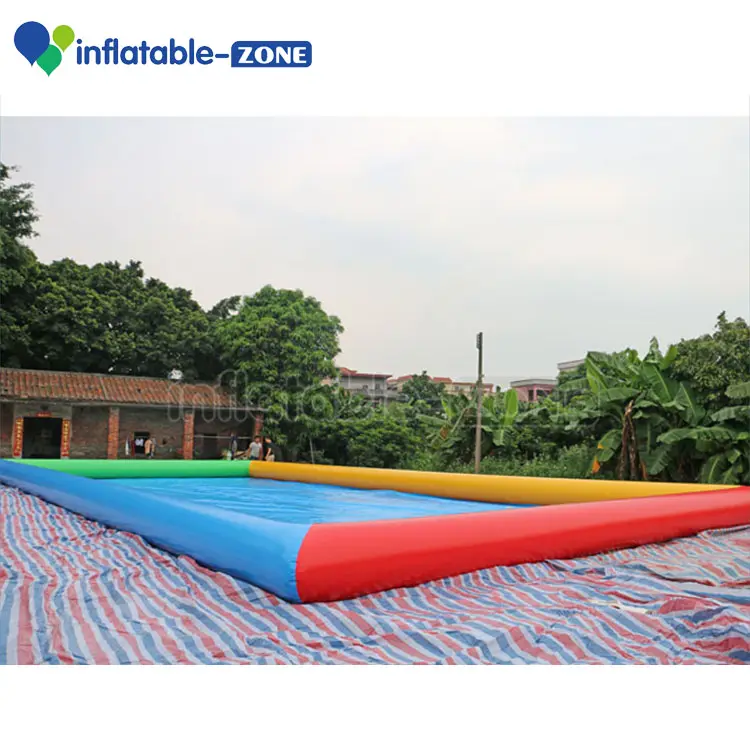 Square 4 color giant inflatable swimming pool, red yellow blue green color inflatable water pool for water game