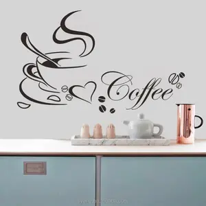 乙烯基墙贴贴纸咖啡杯艺术乙烯基报价海关咖啡豆壁画家居装饰