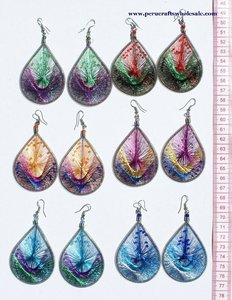 Pendientes de Hilo de Seda Peruana, Aros Tejidos a Mano Étnicos (Colgantes, Largos), Joyería al por Mayor, Diseño de Arte Tejido a Mano de Perú - Product Image 3