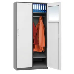 black gold ตู้ Suppliers-ตู้เหล็ก2ประตูห้องนอนตู้เสื้อผ้าโลหะตู้เสื้อผ้าพร้อมกระจก