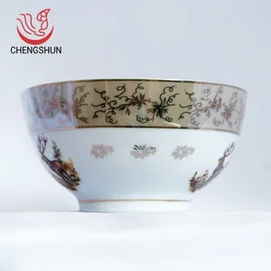 Home Decoration Coffee Leaf Elk Straight Mouth Round Ceramic Bowls Dinner Rice Bowl 4 Inch