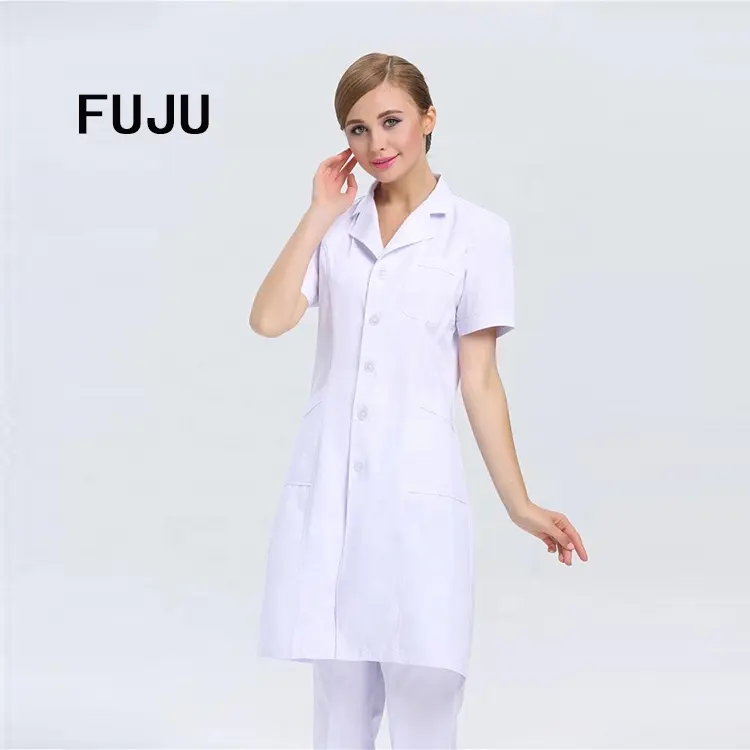 FUJU غرف الأبحاث مستشفى ممرضة تستخدم أرق الأبيض سموك موحدة الطبيب اللباس
