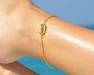 Vòng Chân Bãi Biển Mạ Vàng 24K, Vỏ Cowrie, Rùa, Dứa, Cá Ngựa, Sao Biển, Vòng Tay Mắt Cá Chân Cây Cọ - Product Image 4