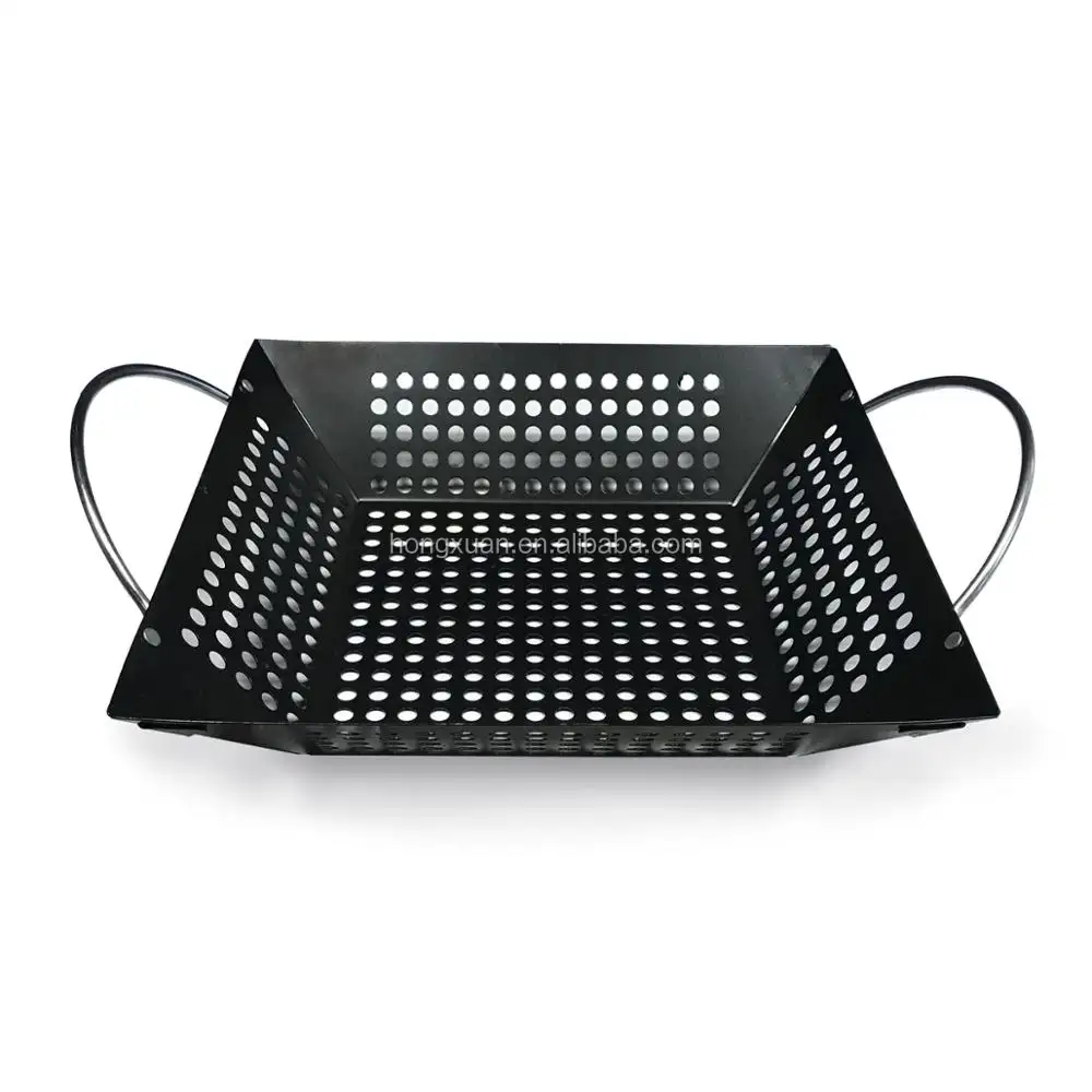 Haorhongxuan — grand panier à Grill pour barbecue, Wok antiadhésif, panier de cuisson en acier inoxydable de 12x12 pouces, pour les légumes