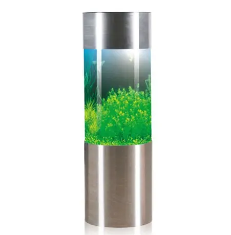 Volledige Acryl 360 Cilinder Aquarium Tank w/Rvs Trim 55 Liter Tall