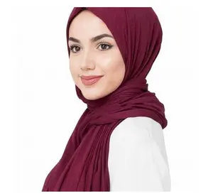 Kaus Katun Jersey Muslim 24 Warna Lembut, Syal Jilbab Panjang Malaysia Kualitas Tinggi