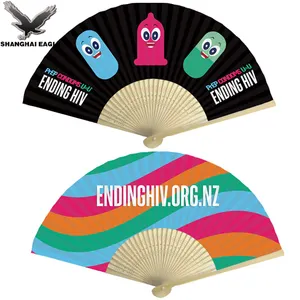 Custom Promotion 21cm 23cm 33cm Wood Bamboo Plastic Hand Held Folding Fans