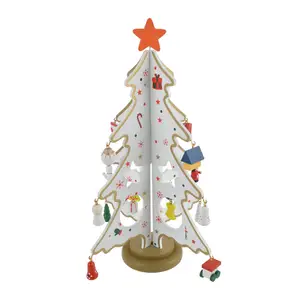 WEIHNACHTEN Dekorieren Ideen 3D Holz Cartoon Weihnachten Baum Tabelle DIY Dekorationen Hängen Ornamente