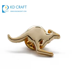 Wholesale custom metal zinc alloy die struck 3d shiny gold plated australia kangaroo pin for souvenir