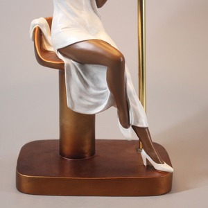 Luxury <strong>Retro</strong> Style Statue Lighting Table <strong>Lamp</strong> Vintage Bedroom Silk Lampshade Bedside <strong>Lamps</strong> Living Room Indoor Resin Lights - Product Image 3