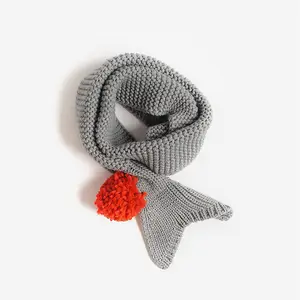 wholesale children scarves cute fishtail shape knitting pattern winter custom newborn baby knitted scarf shawl