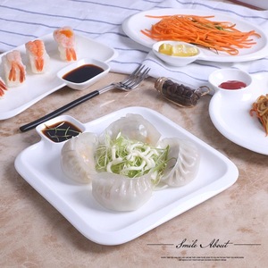 2019 blanco puro de <span class=keywords><strong>la</strong></span> <span class=keywords><strong>cena</strong></span> de cerámica placa con inmersión plato de Sushi de bola de masa de salmón plato - Product Image 3