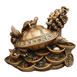 Tortue de dragon chinois de 3 pouces Feng Shui Décoration de la maison Motif <span class=keywords><strong>animal</strong></span> en résine - Product Image 6