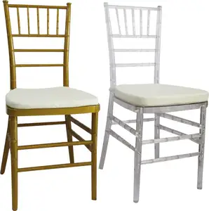 Распродажа, недорогие качественные золотые металлические стулья chivari для банкета