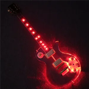 Afanti מוסיקה אקריליק גוף גיטרה חשמלית עם אדום LED אורות (PAG-119)