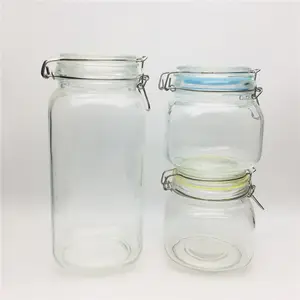 200毫升 500毫升 1000毫升玻璃罐头罐密封玻璃容器食品储存/粮食与夹子盖