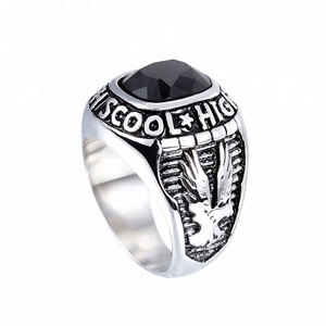 Cincin kelas baja tahan karat <span class=keywords><strong>Onyx</strong></span> hitam antik perhiasan Cluster kuningan kualitas tinggi hadiah pesta ulang tahun pernikahan emas 18K - Product Image 6