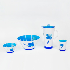 Ensemble de vaisselle en plastique écologique blanc et rose vif ensemble de récipients jetables et durables pour le dîner - Product Image 2