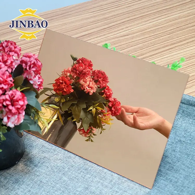 JINBAO شعبية 4 * 8ft 4 * 6ft الاكريليك طريقة واحدة مرآة الزخرفية البرسبيكس 2 مللي متر 3 مللي متر الذهب صفائح عاكسة