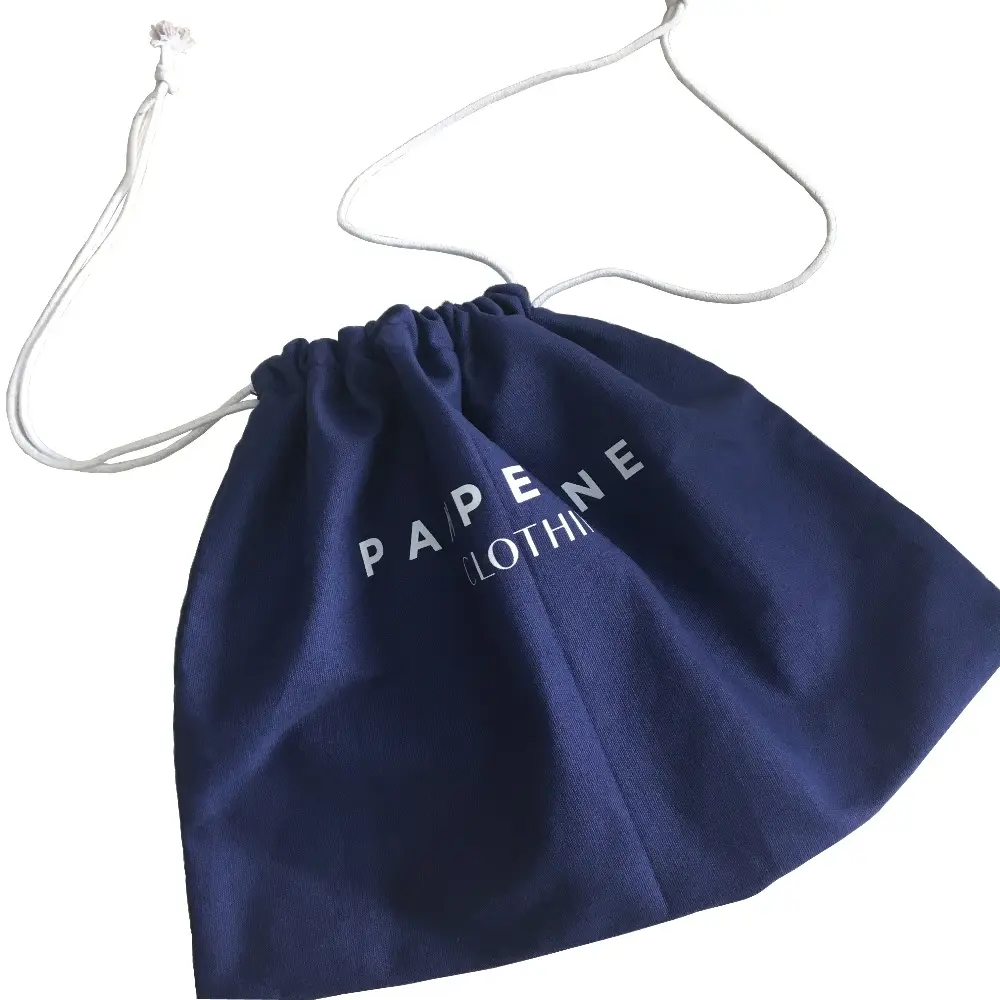 Bolsa protetora de algodão para mão, bolsa azul marinha macia de luxo com corda de algodão