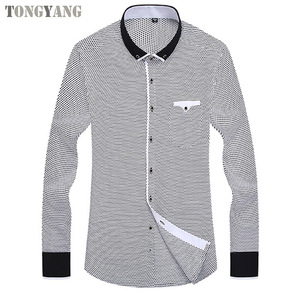 TONGYANG <span class=keywords><strong>uomo</strong></span> moda Casual camicia a maniche lunghe stampata Slim Fit maschile sociale Business camicia <span class=keywords><strong>uomo</strong></span> abbigliamento morbido comodo - Product Image 2