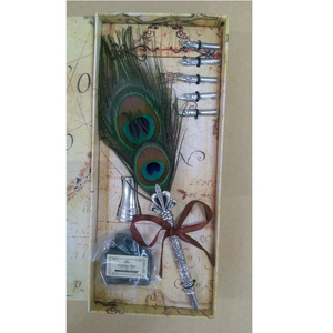 Nuevo diseño de la pluma de caligrafía, regalo de Caja de pluma conjunto hecho a mano antiguo <span class=keywords><strong>Dip</strong></span> de la pluma (pavo real Color)